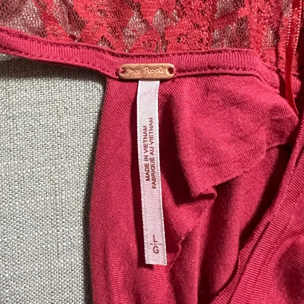 Free People Womens Berry Pink Lace Shoulder Draped‎ Open Back Tunic Top Large